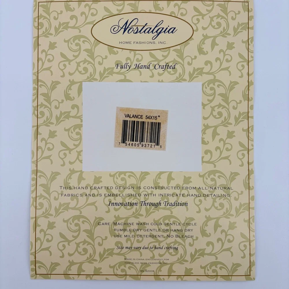 Nostalgia Lindsay Valance Set 54x15 Quilted Floral Cottagecore Farmhouse Country